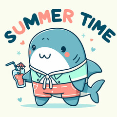 Cool shark summer time design vector illustration ready to print on t-shirts