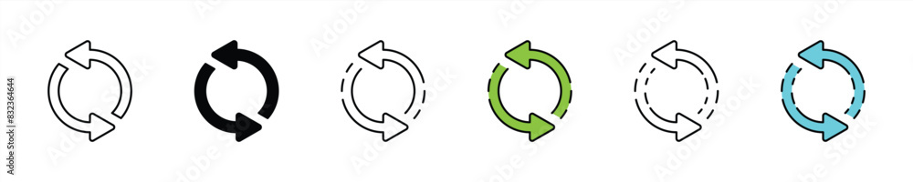 Poster set of circle arrow icon. rotation arrow, refresh, reload, load, circular arrow icon. vector illustr
