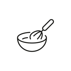 Mixing bowl with whisk icon. Simple mixing bowl with whisk icon for social media, app, and web design. Vector illustration.