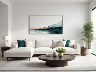 Contemporary Minimalist Living Room with Monochromatic Accents