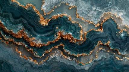 Fototapeta premium Abstract Painting in Gold and Blue