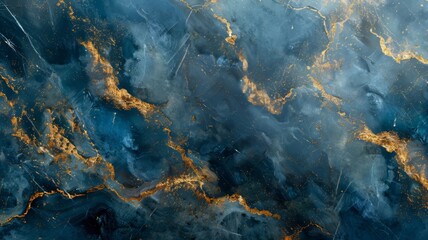 Abstract Painting Featuring Gold and Blue