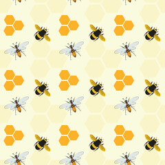 Bee Party Seamless Vector Pattern Design