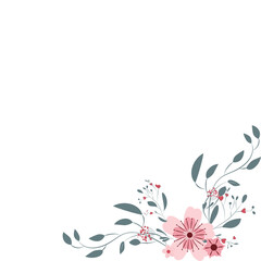 Wedding decoration, flowers and leaves decorate the corner.