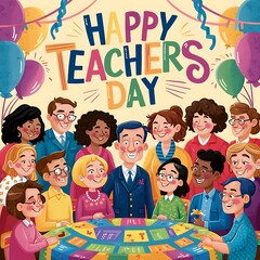 Happy Teachers day (Illustration-typography)