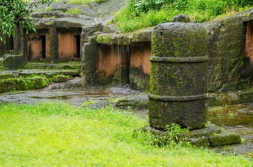 Ruins of Panhalekaji caves, Dapoli, Ratnagiri, Maharashtra, India.