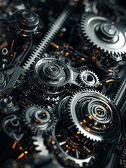Beautiful background of metal mechanical gears close up
