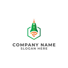 Obraz premium Rocket Launch Logo Design Vector Illustration