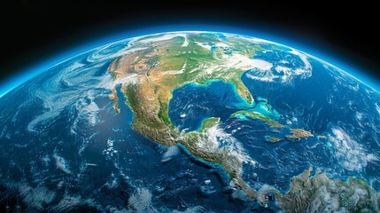 A close-up shot of Planet Earth, highlighting its blue oceans and white clouds, symbolizing globalization and international interconnectedness.