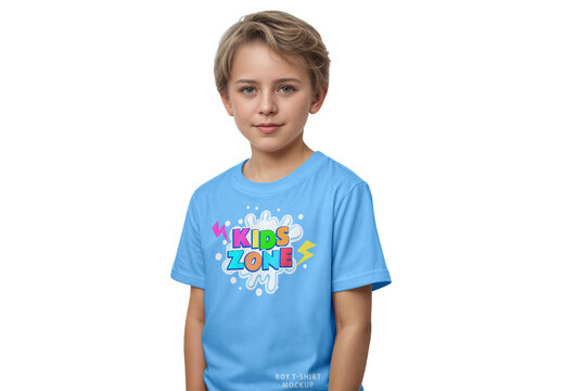 Child Boy with T-Shirt Mockup