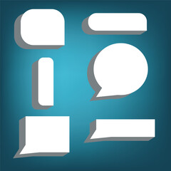 Set of four 3D speech bubble icons, isolated on blue background. 3D Chat icon set. Set of 3d speak bubble. Chatting box, message box. Web Vector Illustrations. Chat icon set. Balloon 3d style.