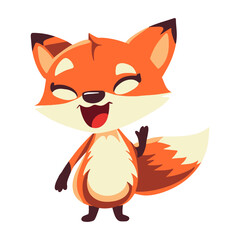 Cute fox cartoon character. Happy funny fox. Vector forest animal