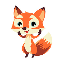 Vector fox cartoon character. Cunning forest fox.