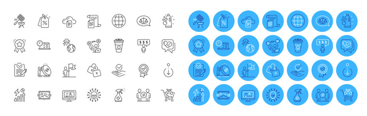 Leadership, Cyber attack and Locks line icons pack. Approved award, Rfp, Grill basket web icon. Approved, Ranking star, Image carousel pictogram. Online test, Fraud, Clean bubbles. Vector