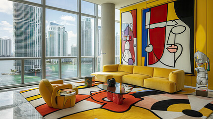 Art Home. Modern colorful interior with painting