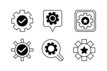 Setting Versatile Gear Vector Set Icon Templates for Mechanical and Emotional Concepts