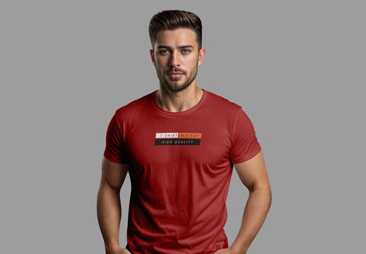Man Wearing T-Shirt Mockup