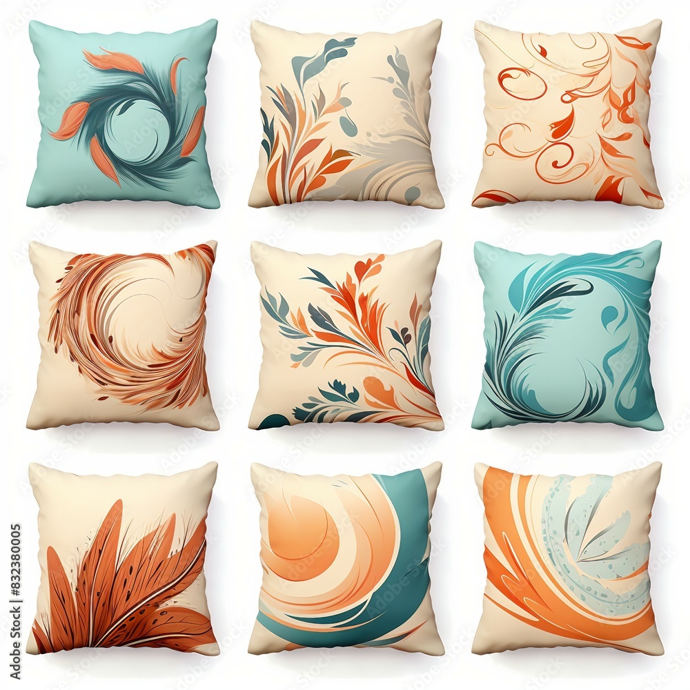 Wall mural set of pillows isolated on white - Wall murals
