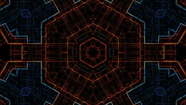 Blue Red Futuristic Geometric Hexagon Dimension Abstract Animated Science Tech Texture Motion Graphics Abstract DJ Event Digital Technology Animation VJ Loop Visuals Video Background for Event