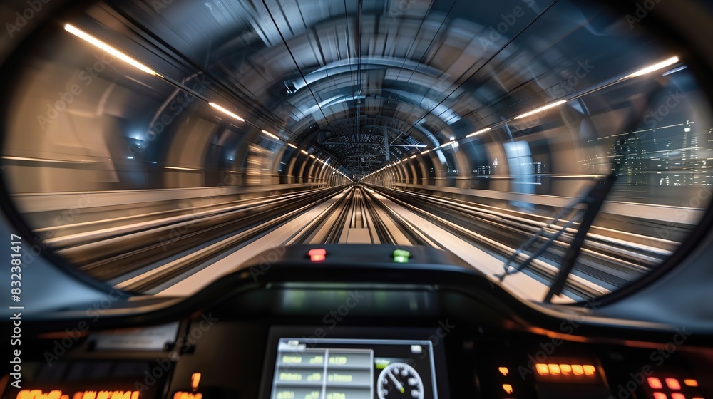 Poster train passing through the tunnel is visible from the wheelhouse. the train was moving fast and the t
