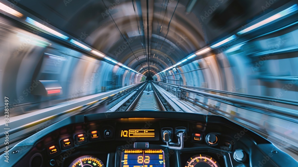 Poster train passing through the tunnel is visible from the wheelhouse. the train was moving fast and the t