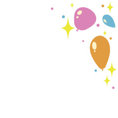 Balloons background, air balloons frame. Greeting card or banner festive concept. Vector illustration in flat style