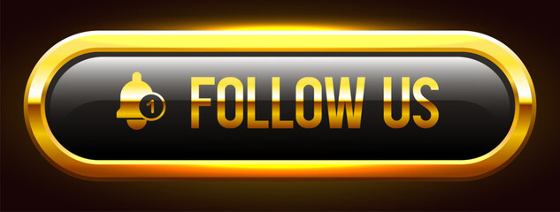 Follow us button. Vector illustration isolated on a red background.