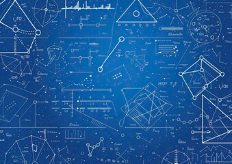 Complex Scientific Formulas on a Blue Background