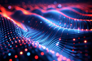 Abstract Waving Particle Technology Background with light effect.
