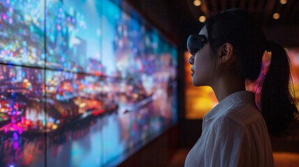 Obraz premium Futuristic AI-Powered Hologram showcasing Colorful and Interactive Presentation