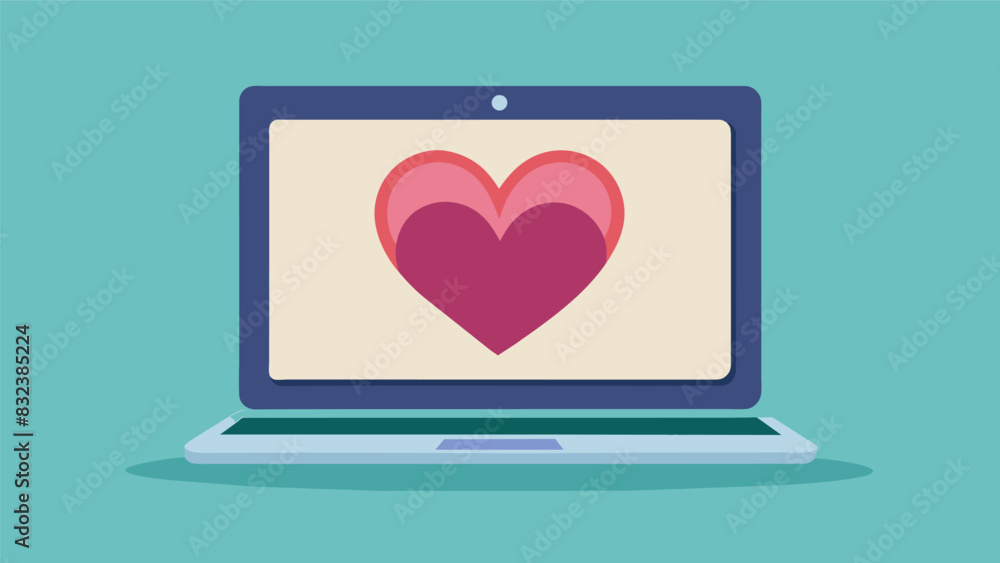 Poster a laptop with a heart symbol on the screen representing the compassion and empathy found within the 