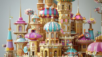 Colorful paper castle towers for fantasy or fairytale themed design