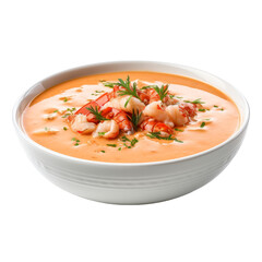 Delicious Bowl of Lobster Bisque Soup isolated on transparent background