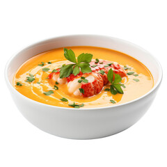 Delicious Bowl of Lobster Bisque Soup isolated on transparent background