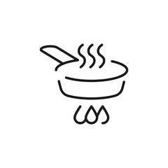 Frying pan on stove icon. Simple frying pan on stove icon for social media, app, and web design. Vector illustration.
