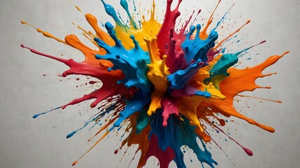The chaos of creativity with splashes of colorful paints on a blank canvas ai_generated