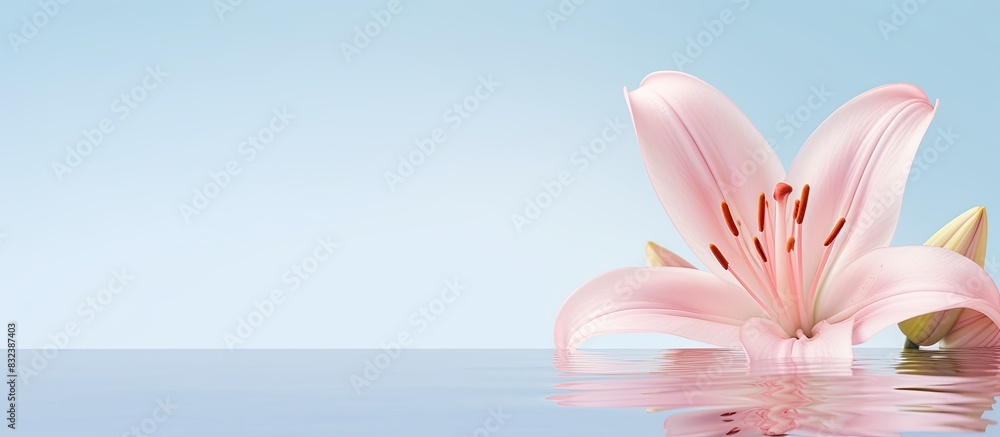 Poster pink lily background with copy space