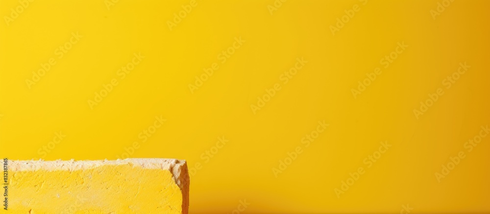 Poster yellow chalk for drawing on a yellow background with copy space for add text broken piece of chalk f