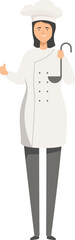 Vector illustration of a confident female chef with a thumbs up gesture, wearing a white hat and coat