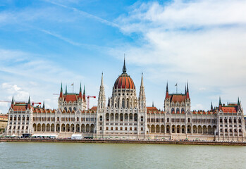 Obraz premium Very beautiful and colorful street in Budapest, the capital of Hungary. Street life in European city.