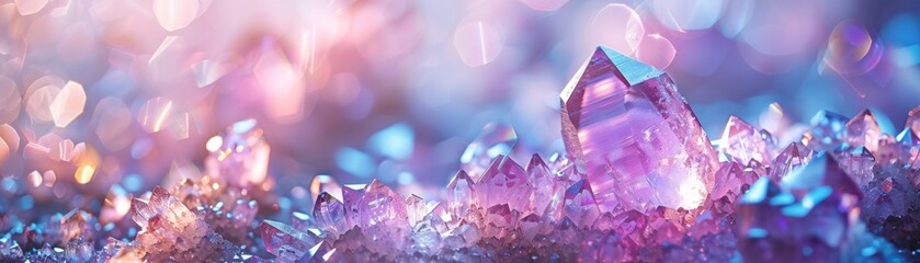 Shimmering group of quartz crystals