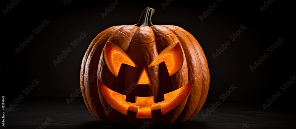 Aufkleber halloween themed plastic pumpkin displayed against a contrasting black background provides ample cop