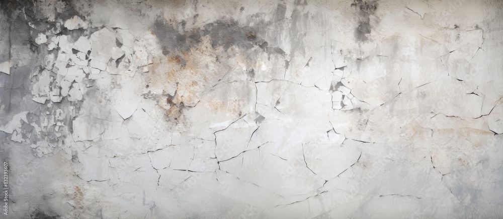 Poster an abstract vintage gray background with an old gray wall and cracked plaster creating a textured co
