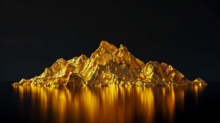 Golden mountains art on black background. Luxury wallpaper design