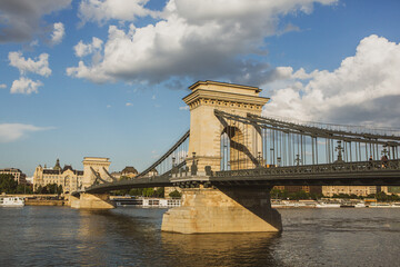 Obraz premium Very beautiful and colorful street in Budapest, the capital of Hungary. Street life in European city.