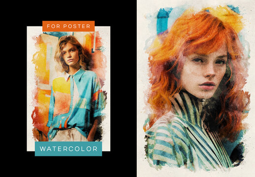 Watercolor FX Poster Effect Mockup