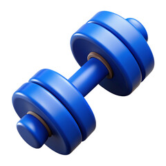 blue dumbbell isolated on white  3D rendering icon