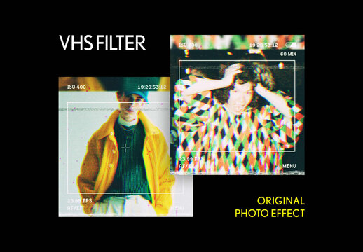 VHS Filter Photo Effect Mockup