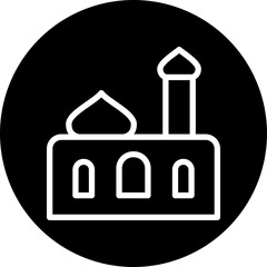mosque silhouette Line White Circle Black Icon Design