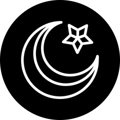 moon and stars Line White Circle Black Icon Design